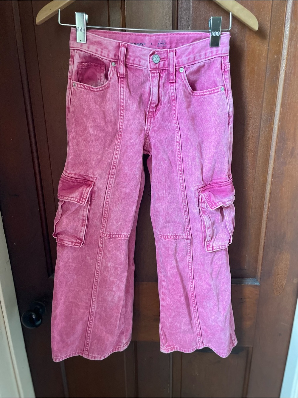 Old Navy girls size 8 pink high rise baggy jeans